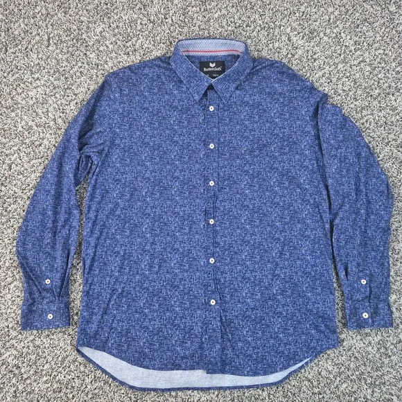 Buttercloth Long‎ Sleeve Button Down Shirt Men's 2XLT Geometric Flip Cuff - Picture 2 of 8